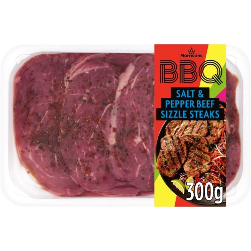 Morrisons BBQ Salt & Pepper Beef Sizzle Steaks (300g)
