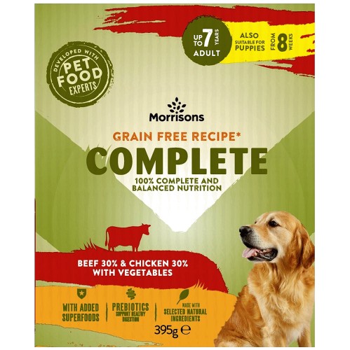 Morrisons Grain Free Beef Chicken & Veg Adult Dog Food Tray
