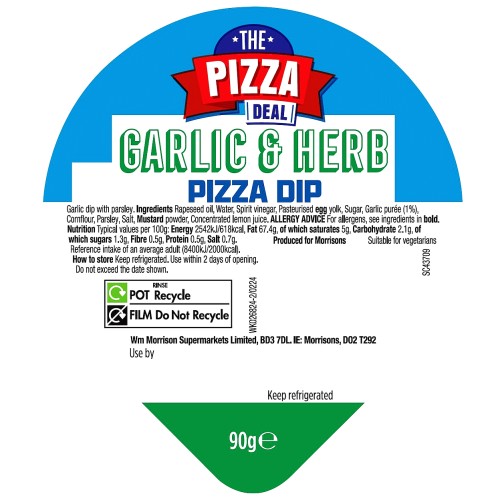 Morrisons The Big Pizza Deal Garlic & Herb Pizza Dip (90g)