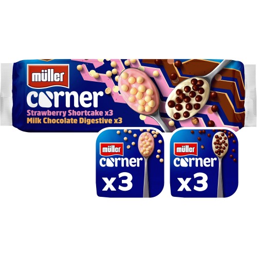 Muller Corner Chocolate Digestive & Strawberry Shortcake Yogurts (6 x 124g)
