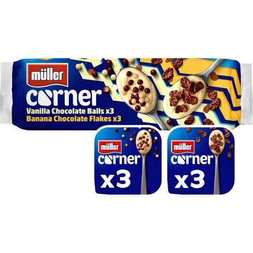 Muller Corner Vanilla & Banana Chocolate Balls Yogurts (6 x 124g)
