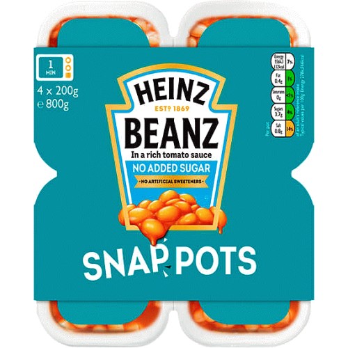 No Added Sugar Beanz in a Rich Tomato Sauce Snap Pots (4)