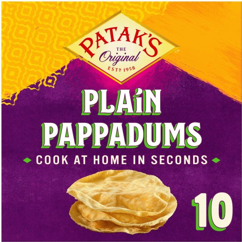 Patak's Cook at Home Plain Papadums (10 x 100g)