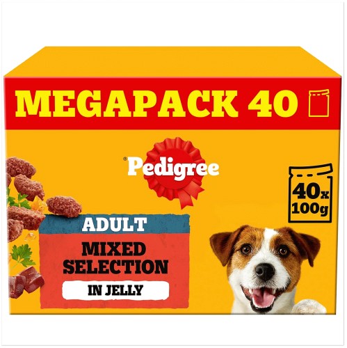 Pedigree Adult Wet Dog Food Mixed Selection Jelly Mega Pack Pouch 40x100 (40 x 100g)