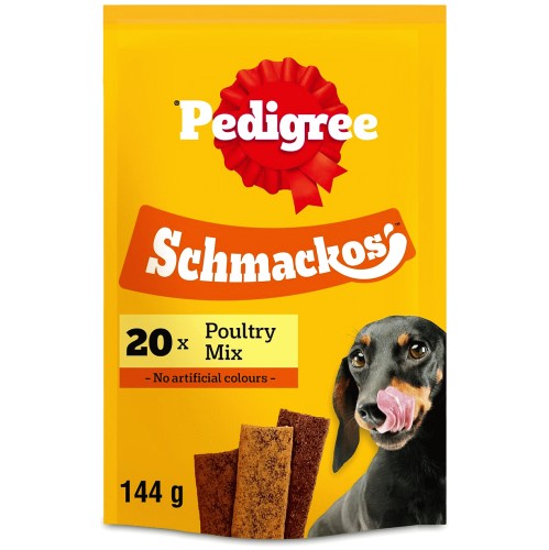 Pedigree Schmackos Adult Dog Treats Poultry Mix 20 Strips (20 x 144g)