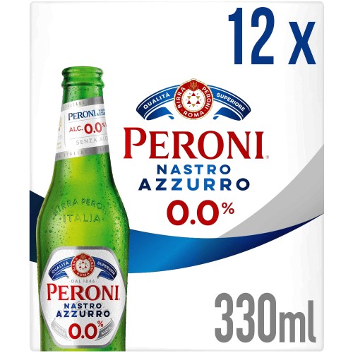 Peroni Nastro Azzurro 0.0% Alcohol Free Lager Bottles (12 x 330ml)