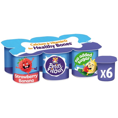 Petits Filous No Added Sugar Strawberry Banana Fromage Frais (6 x 47g)