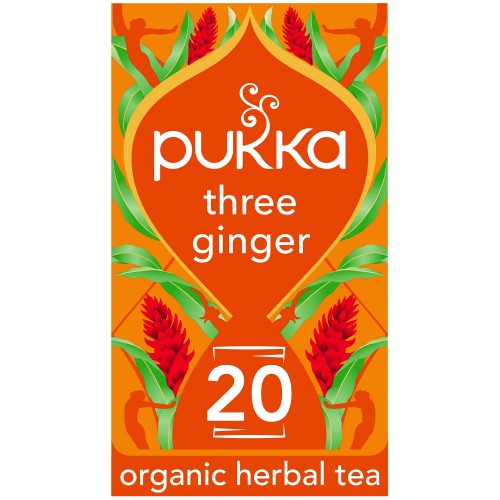 Pukka Organic Three Ginger Tea Bags with Galangal & Golden Turmeric (20 x 36g)