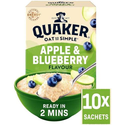 Quaker Oat So Simple Apple & Blueberry Porridge Sachets x10Pack (10 x 36g)