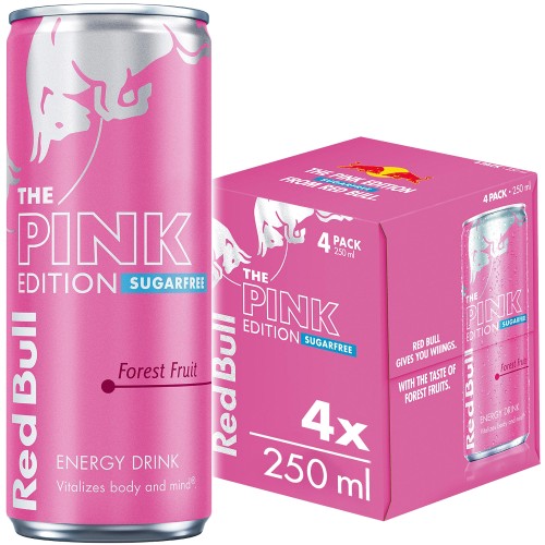 Red Bull Energy Drink Sugar Free Pink Edition Forest Fruits (4 x 250ml)