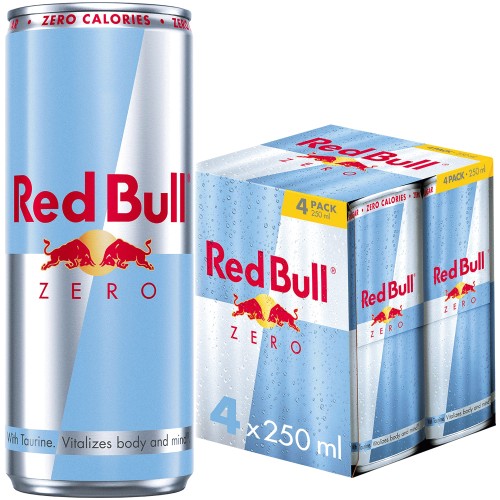 Red Bull Zero Energy Drink Cans 4x250 (4 x 250ml)