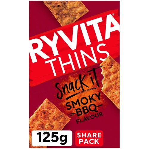 Ryvita Snack It Thins Smoky BBQ Flatbread Snacks (125g)
