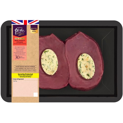 Sainsbury's Beef Ranch Steaks with Garlic Butter Taste the Difference (300g)