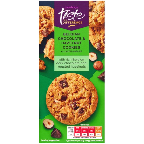 Sainsbury's Belgian Chocolate & Hazelnut Cookies Taste the Difference (200g)