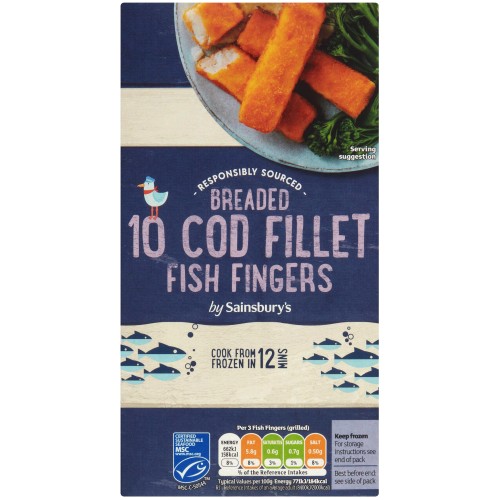 Sainsbury's Breaded Cod Fillet Fish Fingers (10 x 300g)