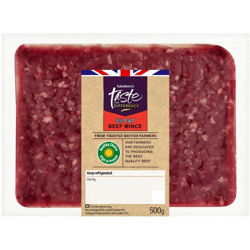 Sainsbury's British Beef Mince 5% Fat Taste the Difference (500g)