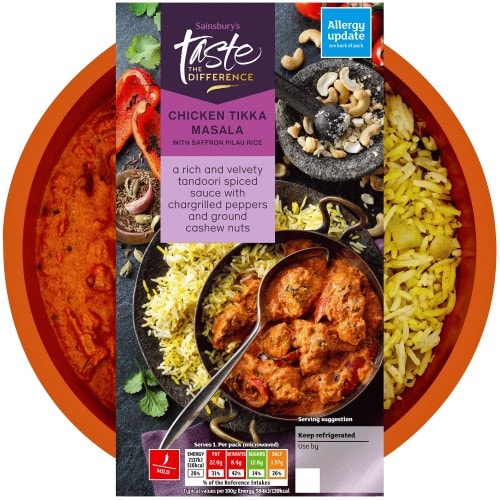 Sainsbury's Chicken Tikka Masala with Pilau Rice Taste the Difference Ready Meal for 1 (400g)