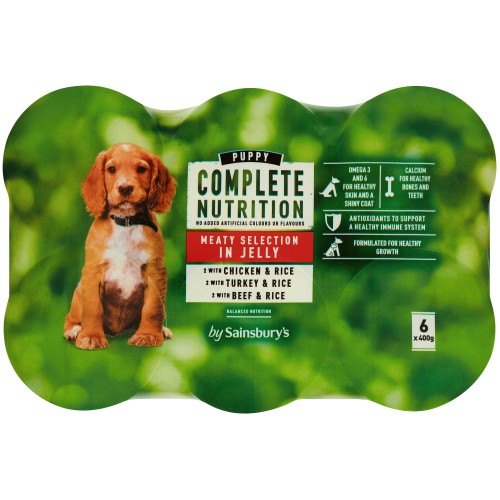 Sainsbury's Complete Nutrition Puppy Food Meat Selection in Jelly (6 x 400g)