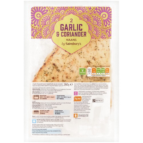 Sainsbury's Garlic & Coriander Naan (2 x 260g)