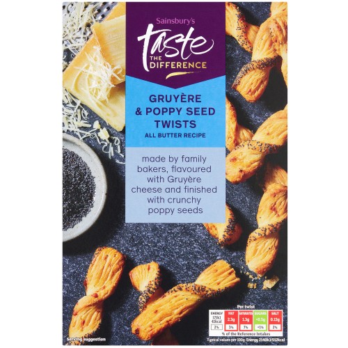 Sainsbury's Gruyere & Poppy Twists Taste the Difference (100g)
