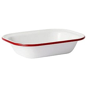 Sainsbury's Home Carbon Steel Enamel Pie Dish White & Red (24cm)