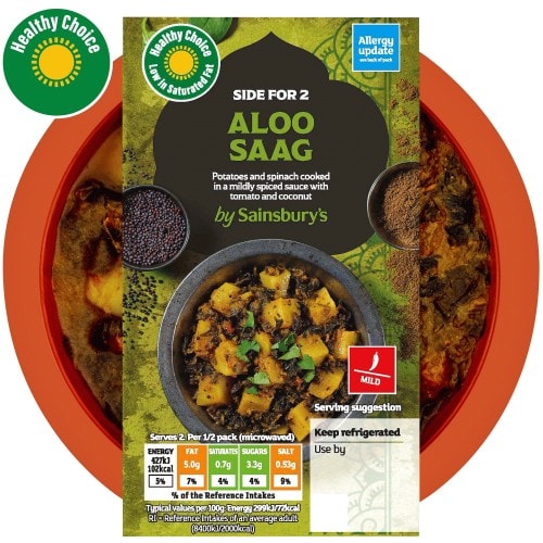 Sainsbury's Indian Aloo Saag Ready Meal Side For 2 (300g)