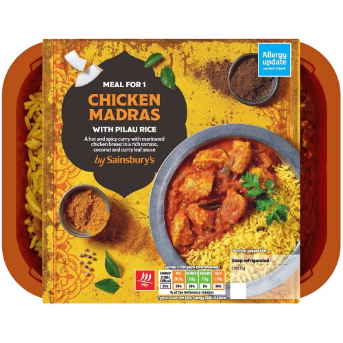 Sainsbury's Indian Chicken Madras with Pilau Rice Ready Meal for 1 (400g)