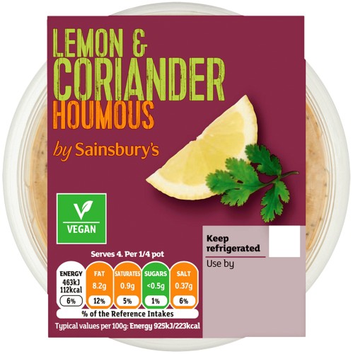 Sainsbury's Lemon & Coriander Houmous (200g)