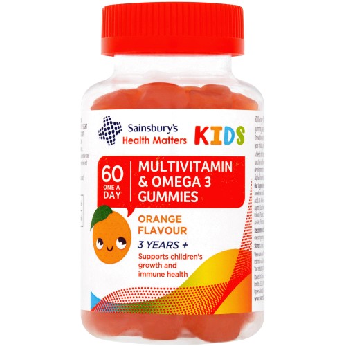 Sainsbury's Multivitamin & Omega 3 Gummies Orange Flavour 3 Years+ One a Day (60)