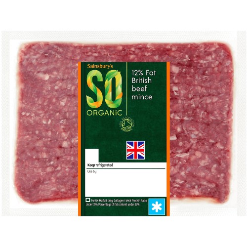 Sainsbury's Organic British Beef Mince 12% Fat (500g)