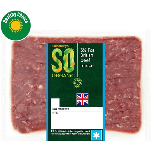 Sainsbury's Organic British Beef Mince 5% Fat (500g)