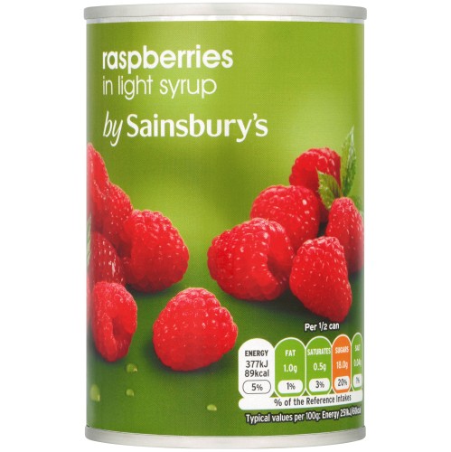 Sainsbury's Raspberries in Light Syrup (300g)