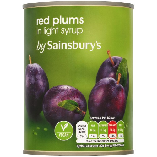 Sainsbury's Red Plums in Light Syrup (567g)