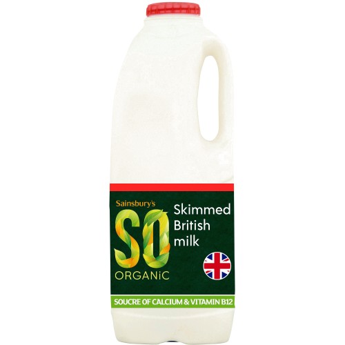 Sainsbury's Skimmed British Milk SO Organic (1.136 Litre)