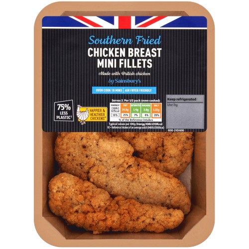 Sainsbury's Southern Fried Breaded Fresh British Chicken Mini Fillets (305g)