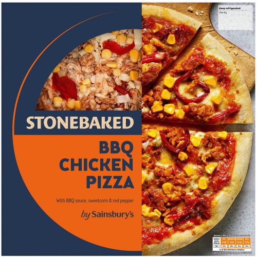 Sainsbury's Stonebaked BBQ Chicken Hand Stretched Pizza (300g)