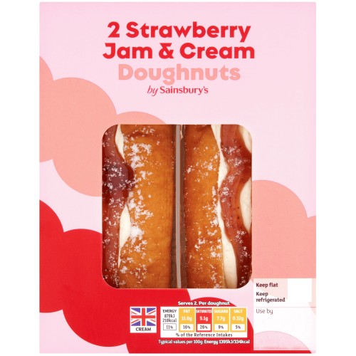 Sainsbury's Strawberry Jam & Cream Doughnuts (2 x 63g)