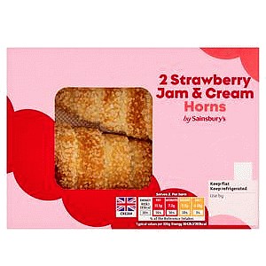Sainsbury's Strawberry Jam & Cream Horns (98g)