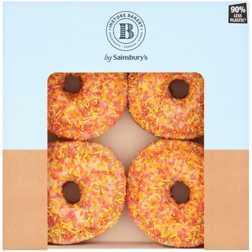 Sainsbury's White Iced Ring Doughnuts (4)