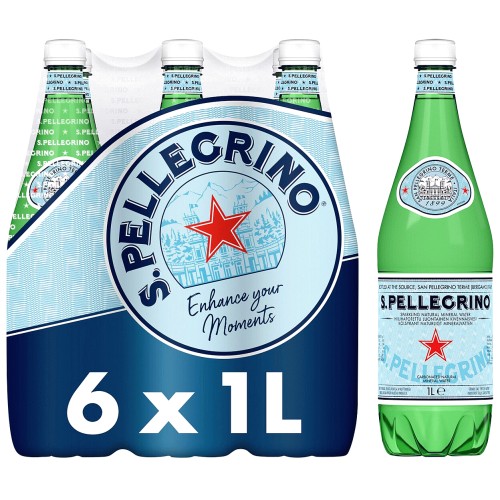San Pellegrino Sparkling Natural Mineral Water Bottles 6x1 L (6 x 1l)