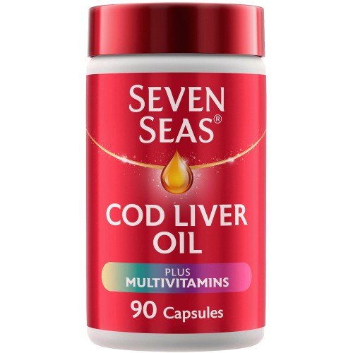 Seven Seas Cod Liver Oil Plus Multivitamins with Omega-3 Fish Oil 90 Capsules & Vitamin D (90)
