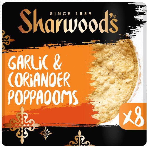 Sharwood's Garlic & Coriander Poppadoms (8)