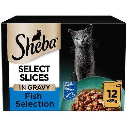 Sheba Select Slices Cat Food Pouches Fish in Gravy (12 x 85g)