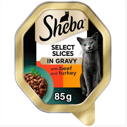 Sheba Select Slices Cat Food Tray Beef In Gravy