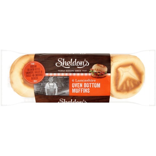 Sheldons White Oven Bottom Muffins Rolls (6)