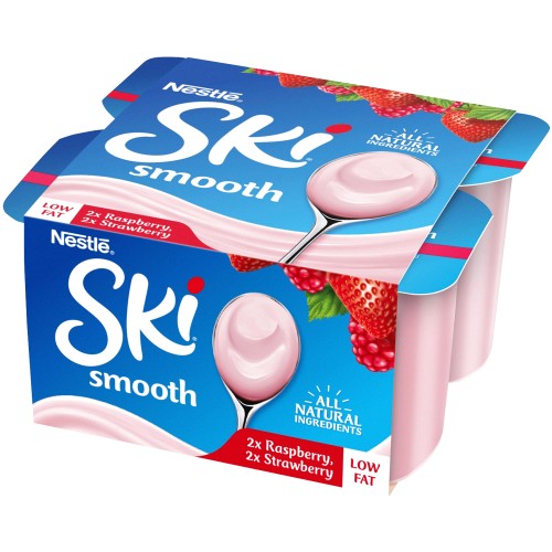 Ski Smooth Strawberry & Raspberry Yogurt (4 x 120g)