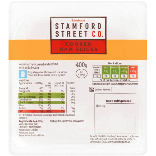 Stamford Street Co. Cooked Ham Slices (400g)