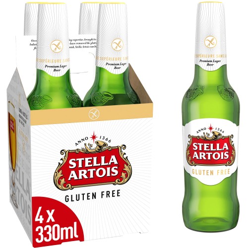 Stella Artois Gluten Free Premium Lager Beer Bottles (4 x 330ml)