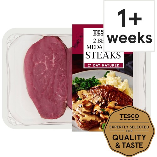 Tesco 2 Beef Medallion Steaks (340g)