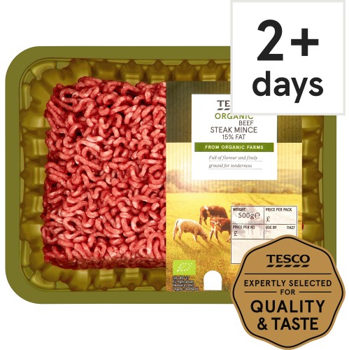 Tesco Organic Beef Steak Mince 15% Fat (500g)